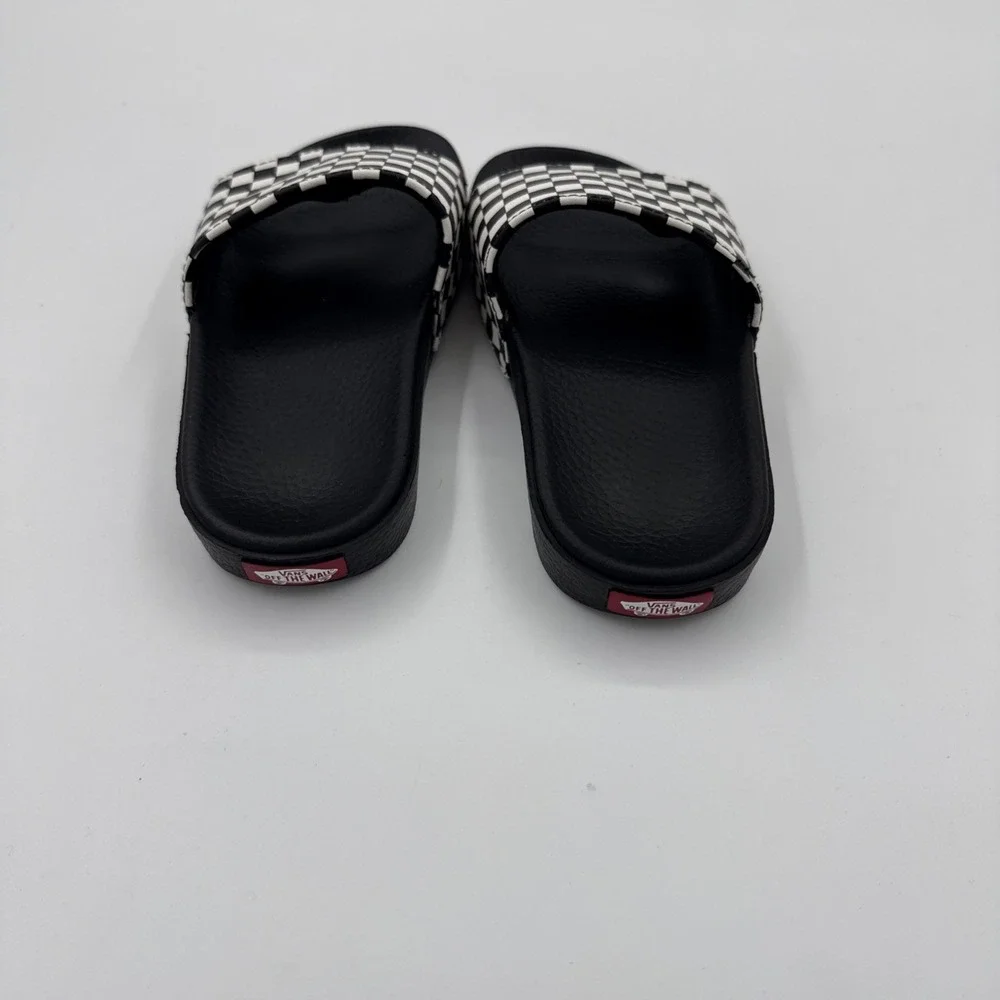 VANS La Costa Checkerboard Slide - BLACK/WHITE - KIDS SIZE 13